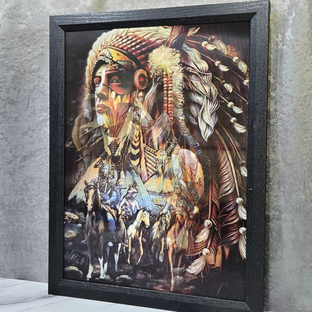 3D Lenticular Motion Wall Art Indigenous Native American Decor 13x17 Framed - Picture 5 of 7